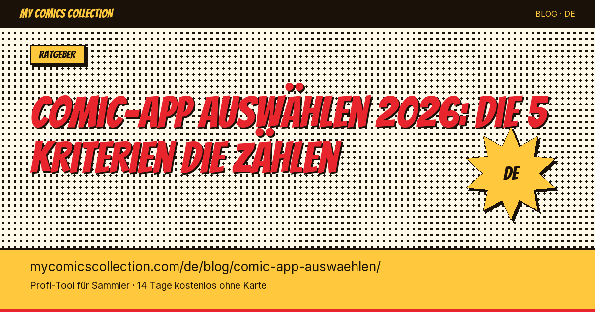 Comic-Verwaltungs-App auswählen: die richtigen Kriterien 2026 — Artikel-Illustration