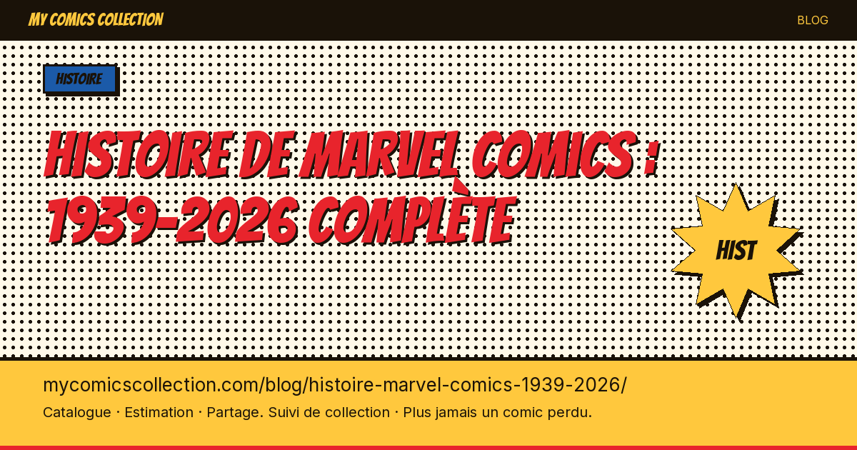 Histoire de Marvel Comics : 1939-2026 complète — illustration article