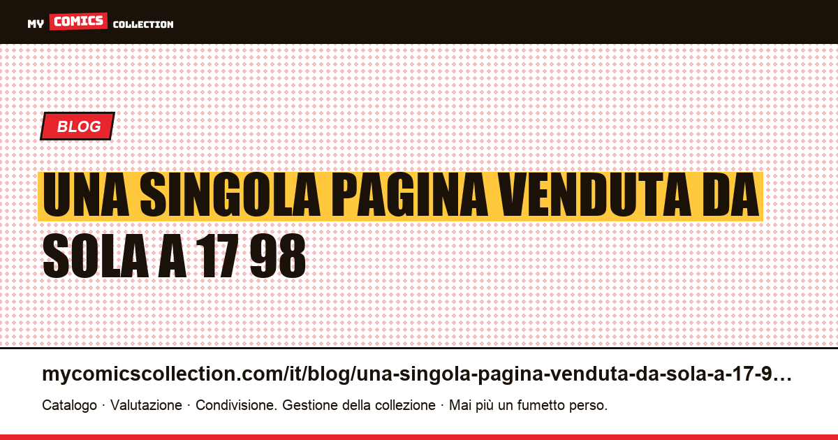 Una singola pagina, venduta da sola, a $ 17,98 — illustrazione articolo