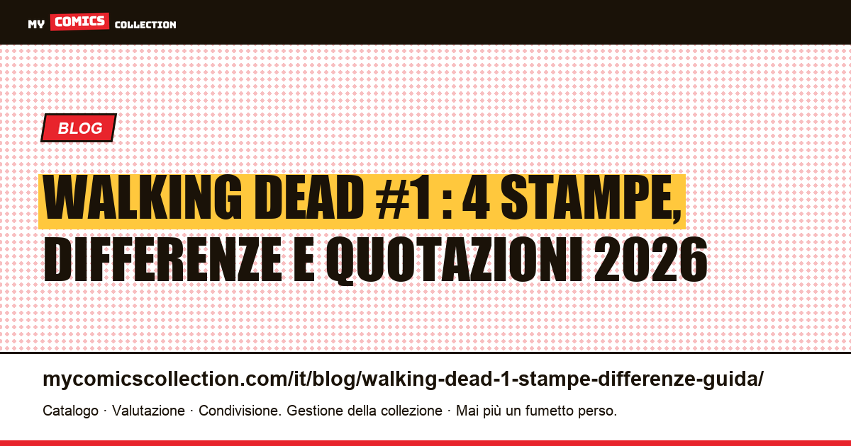 Walking Dead #1 : le 4 stampe, come distinguerle e quanto valgono nel 2026, illustrazione articolo