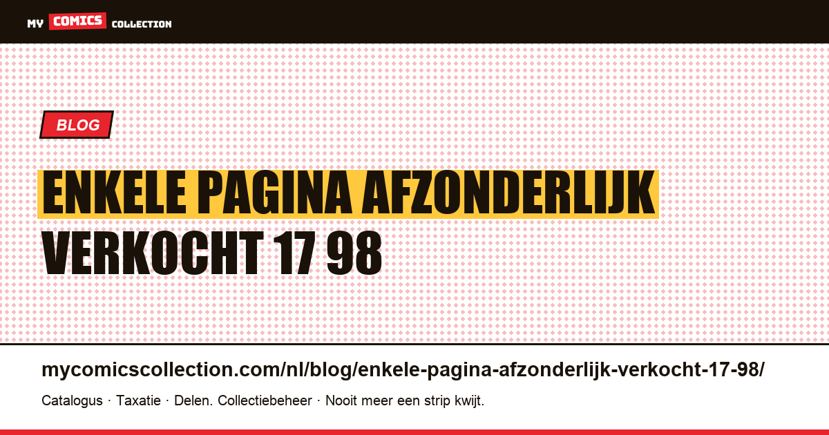 Eén enkele pagina, afzonderlijk verkocht, voor $ 17,98 — artikelillustratie