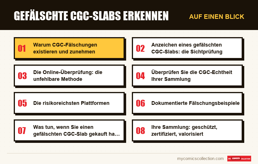Auf einen Blick : Gefälschte CGC-Slabs erkennen