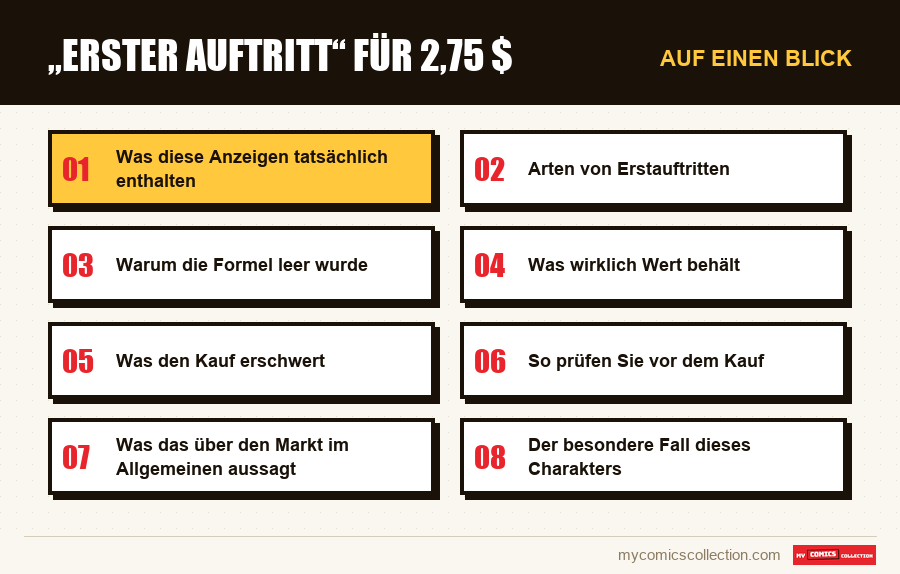 Auf einen Blick : „Erster Auftritt“ für 2,75 $