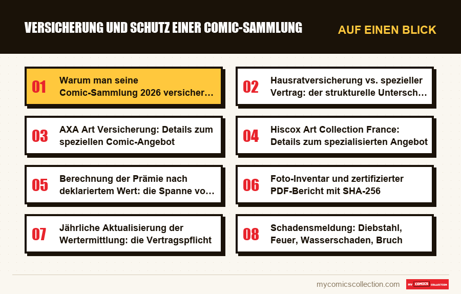 Auf einen Blick : Versicherung und Schutz einer Comic-Sammlung