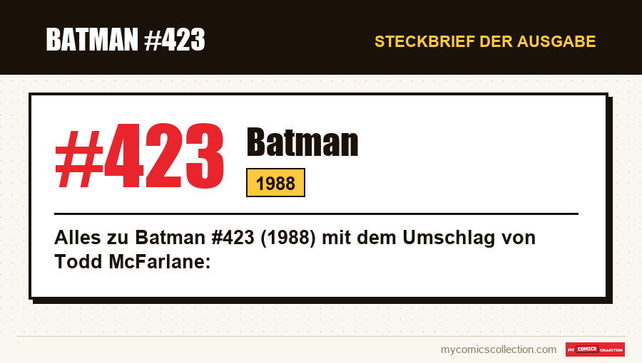 Steckbrief von Batman #423: Nummer, Jahr und warum es eine Schlüsselausgabe ist