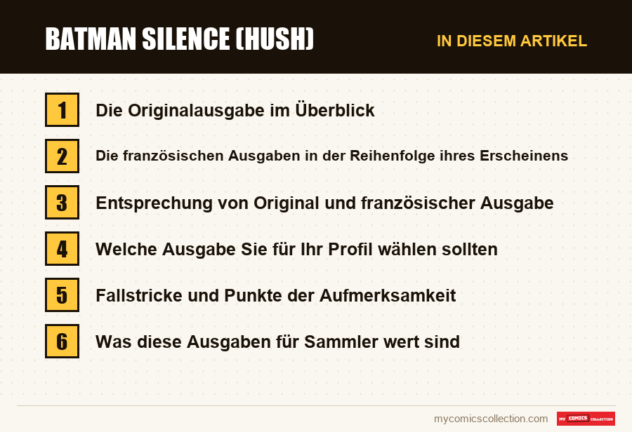 Batman Silence (Hush): die Abschnitte dieses Artikels in Lesereihenfolge