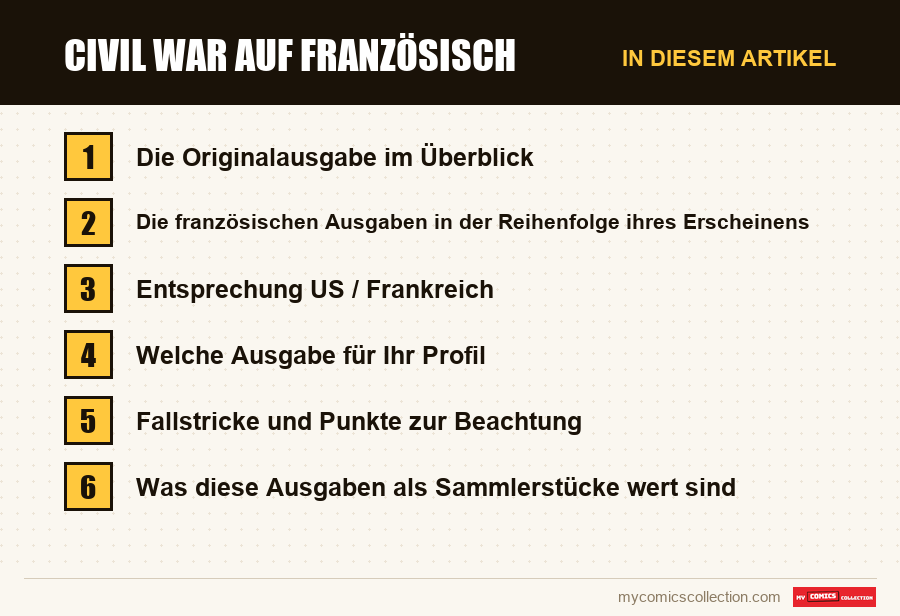 Civil War auf Französisch: die Abschnitte dieses Artikels in Lesereihenfolge