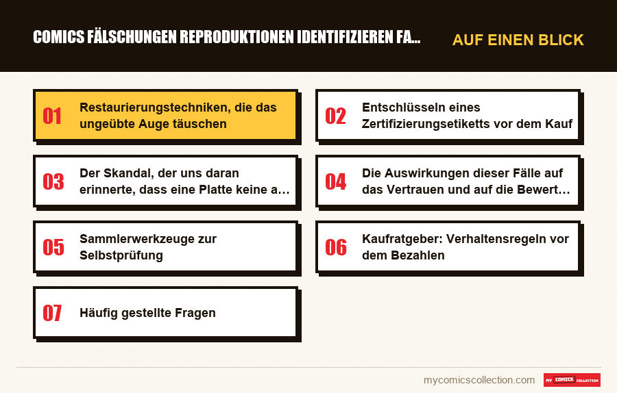 Auf einen Blick : Comics Fälschungen Reproduktionen identifizieren Falle