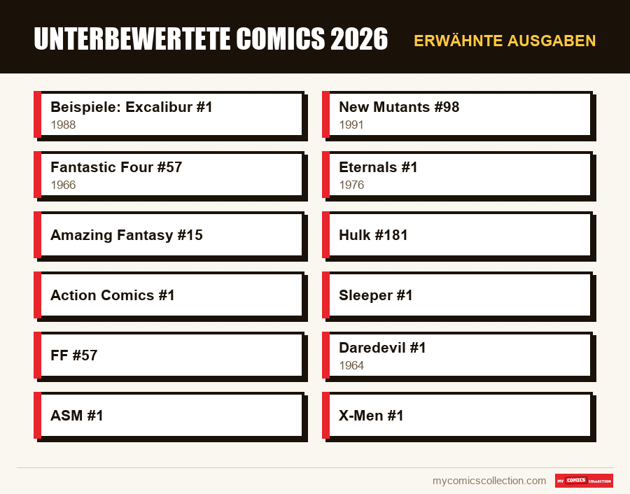 Erwähnte Ausgaben : Unterbewertete Comics 2026