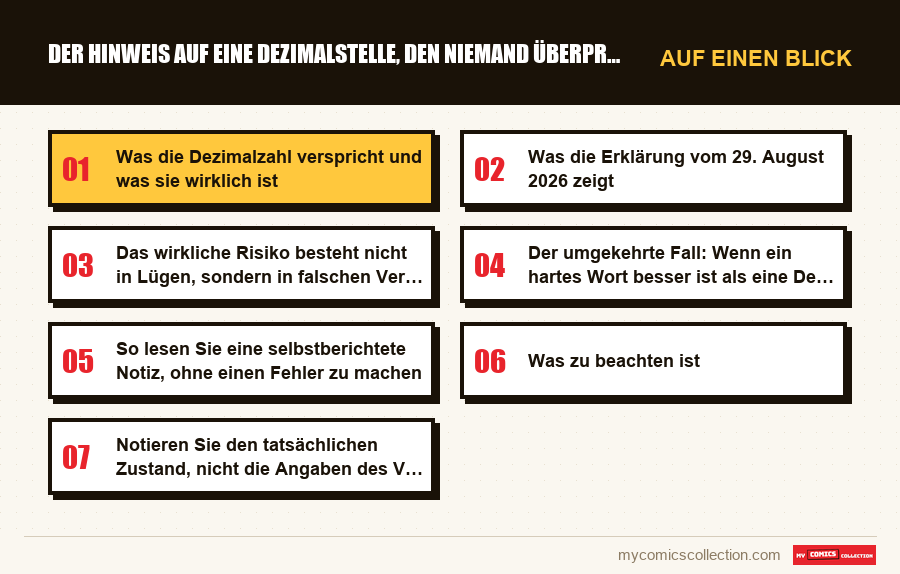 Auf einen Blick : Der Hinweis auf eine Dezimalstelle, den niemand überprüft ha