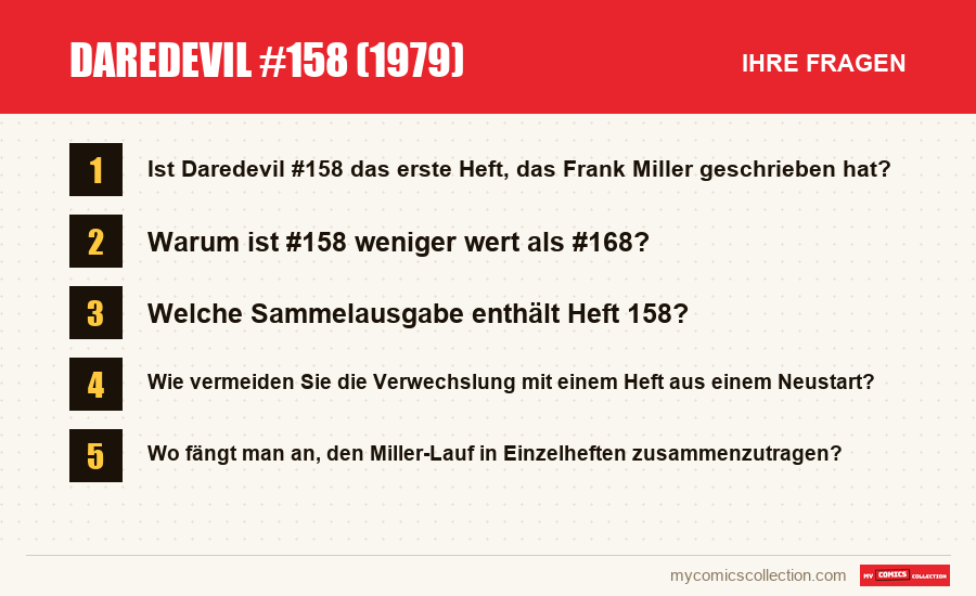 Daredevil #158 (1979): die häufigen Fragen, die dieser Artikel beantwortet