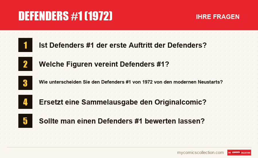 Defenders #1 (1972): die häufigen Fragen, die dieser Artikel beantwortet