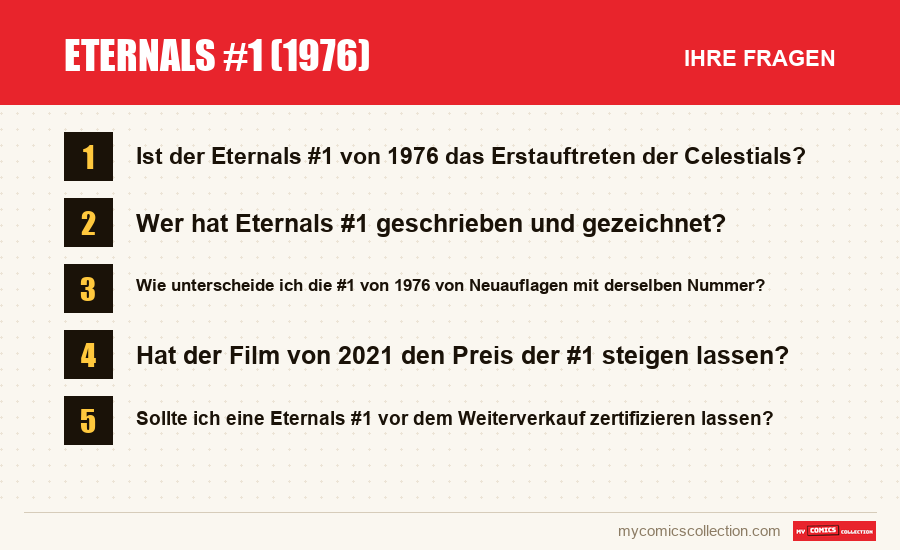 Eternals #1 (1976): die häufigen Fragen, die dieser Artikel beantwortet