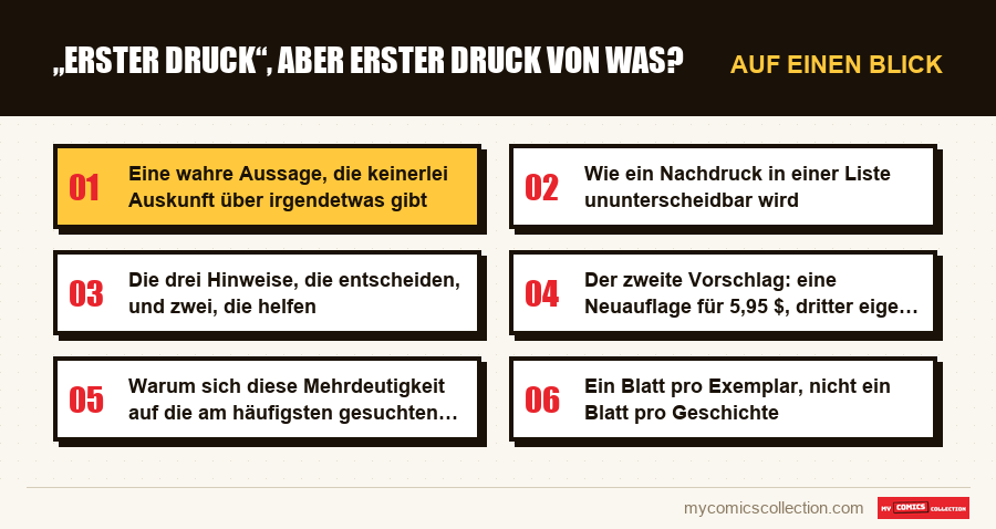 Auf einen Blick : „Erster Druck“, aber erster Druck von was?
