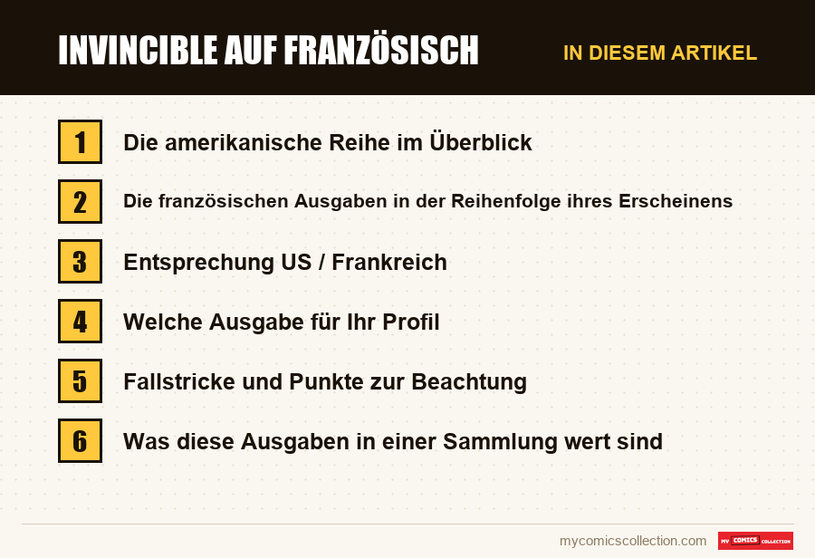 Invincible auf Französisch: die Abschnitte dieses Artikels in Lesereihenfolge