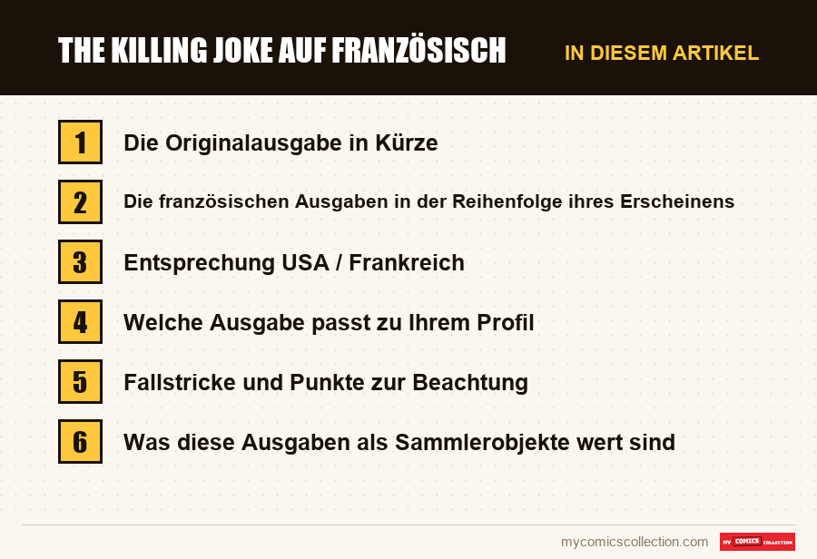 The Killing Joke auf Französisch: die Abschnitte dieses Artikels in Lesereihenfolge