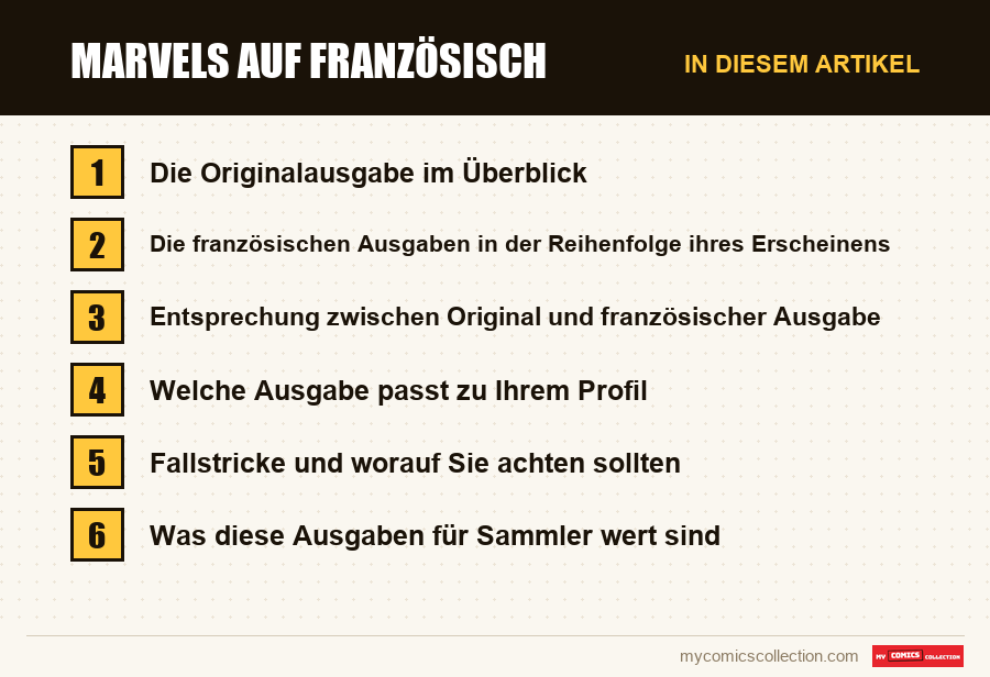 Marvels auf Französisch: die Abschnitte dieses Artikels in Lesereihenfolge