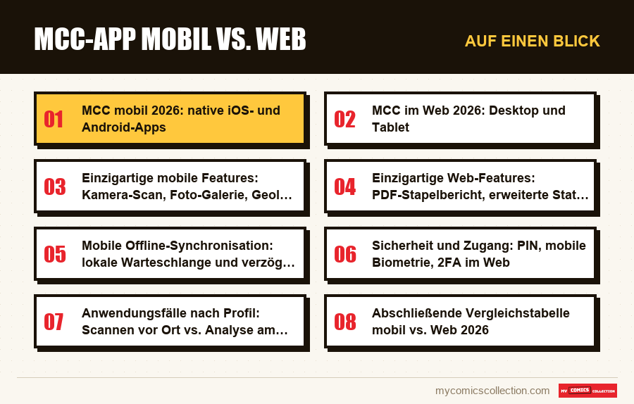 Auf einen Blick : MCC-App mobil vs. Web