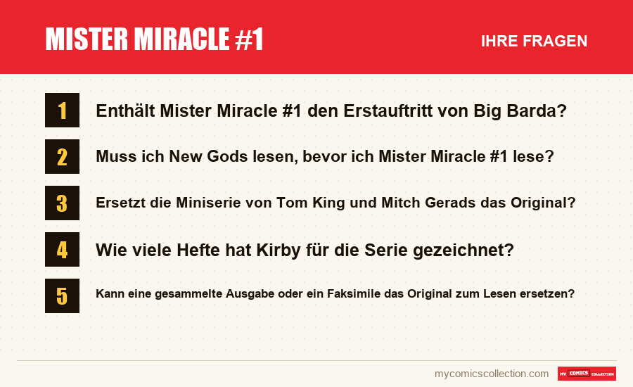 Mister Miracle #1: die häufigen Fragen, die dieser Artikel beantwortet