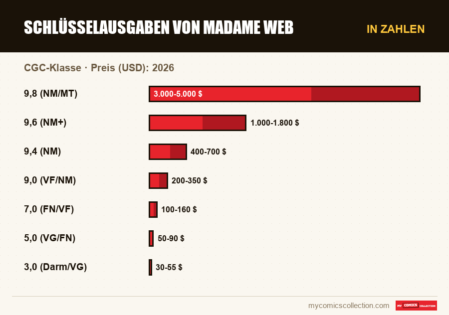 In Zahlen : Schlüsselausgaben von Madame Web, Preis (USD): 2026