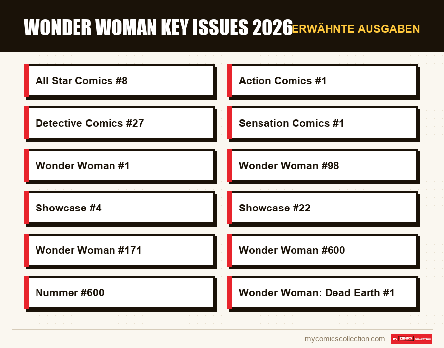 Erwähnte Ausgaben : Wonder Woman Key Issues 2026