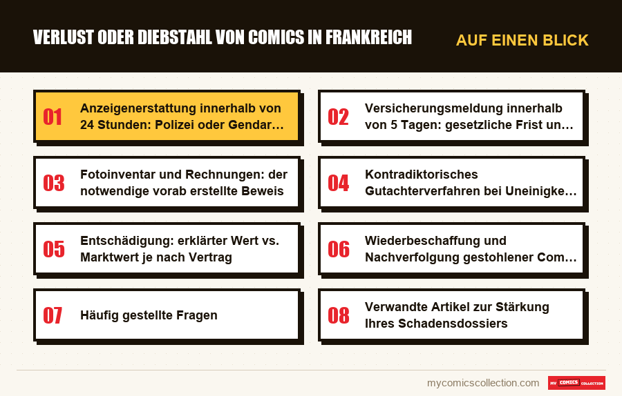 Auf einen Blick : Verlust oder Diebstahl von Comics in Frankreich
