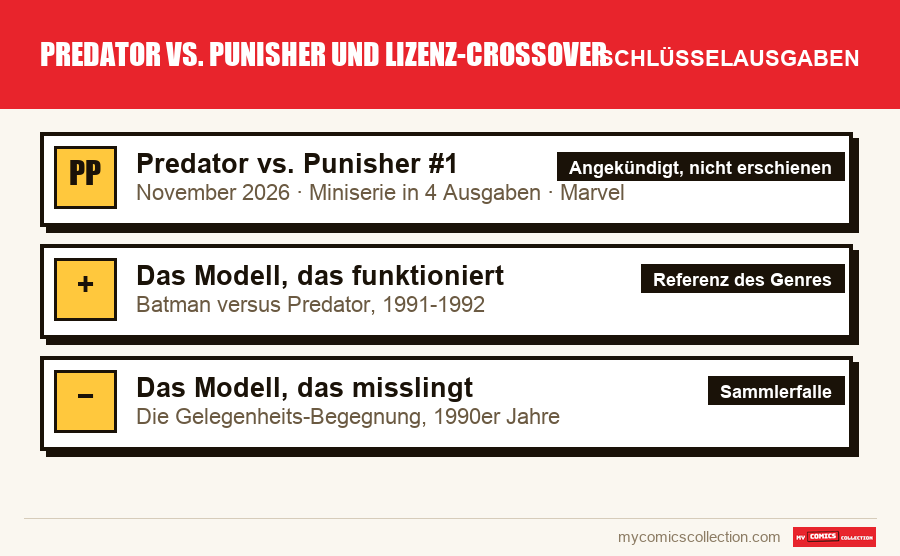 Die Schlüsselausgaben von Predator vs. Punisher und Lizenz-Crossover nach Bedeutung