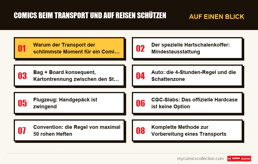 Auf einen Blick : Comics beim Transport und auf Reisen schützen