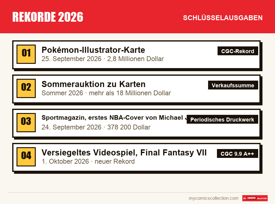 Die Schlüsselausgaben von Rekorde 2026 nach Bedeutung