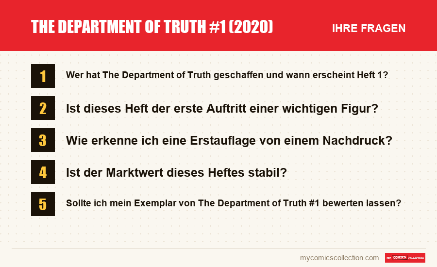 The Department of Truth #1 (2020): die häufigen Fragen, die dieser Artikel beantwortet