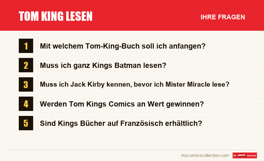 Tom King lesen: die häufigen Fragen, die dieser Artikel beantwortet
