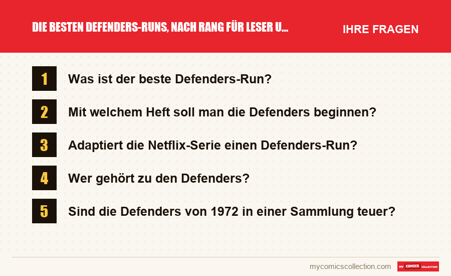 Die besten Defenders-Runs, nach Rang für Leser und Sammler: die häufigen Fragen, die dieser Artikel beantwortet