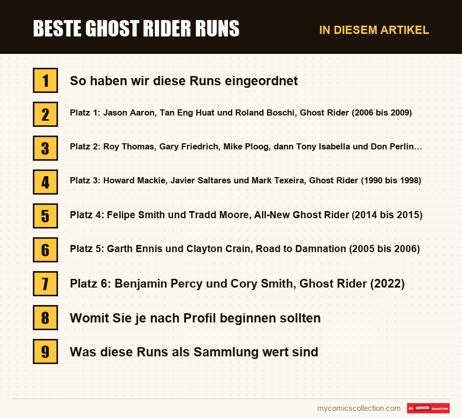 Beste Ghost Rider Runs: die Abschnitte dieses Artikels in Lesereihenfolge