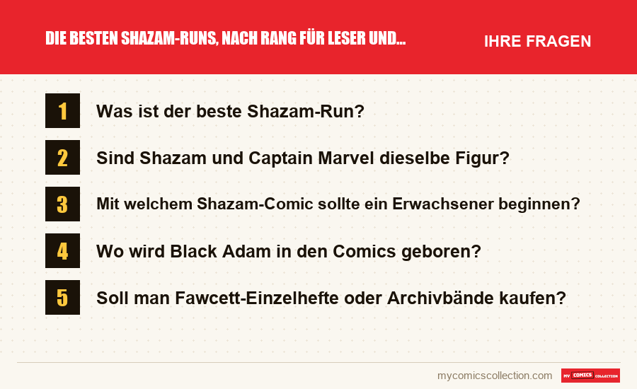 Die besten Shazam-Runs, nach Rang für Leser und Sammler: die häufigen Fragen, die dieser Artikel beantwortet