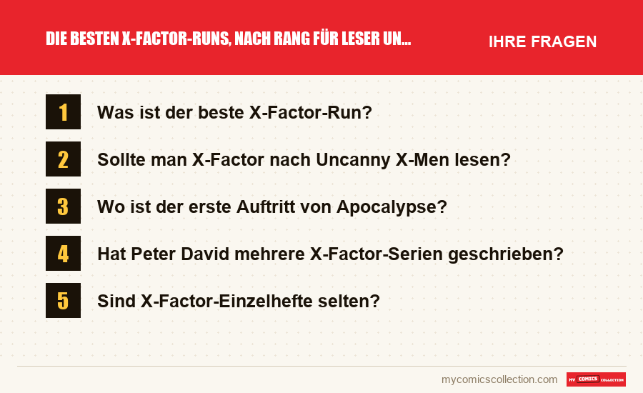 Die besten X-Factor-Runs, nach Rang für Leser und Sammler: die häufigen Fragen, die dieser Artikel beantwortet