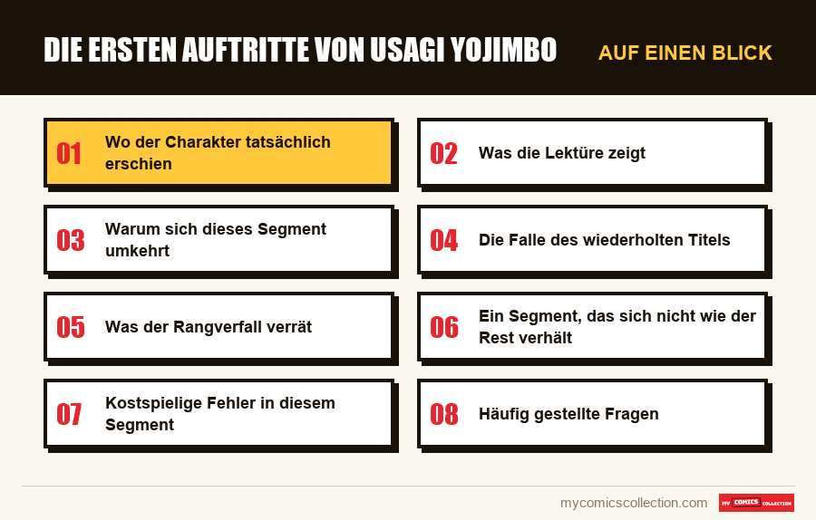 Auf einen Blick : Die ersten Auftritte von Usagi Yojimbo