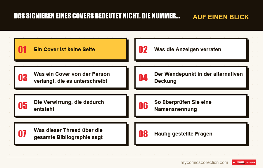 Auf einen Blick : Das Signieren eines Covers bedeutet nicht, die Nummer zu zei