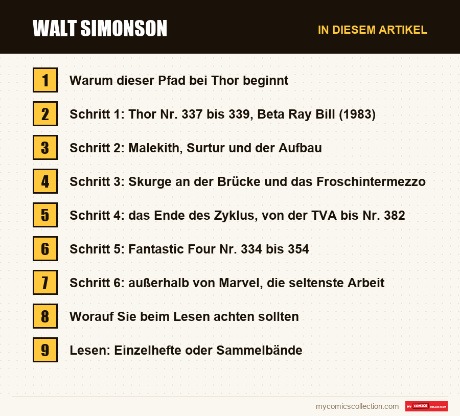 Walt Simonson: die Abschnitte dieses Artikels in Lesereihenfolge