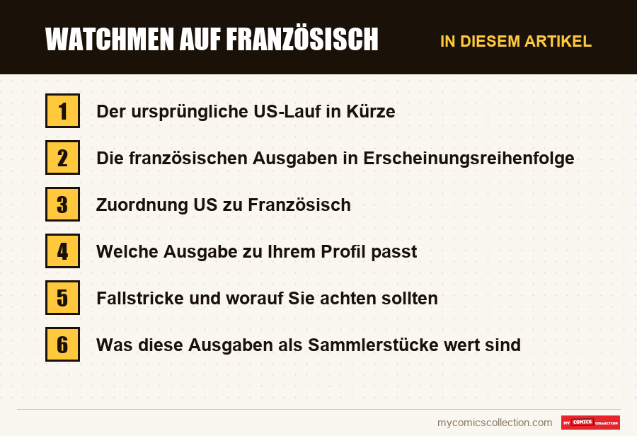 Watchmen auf Französisch: die Abschnitte dieses Artikels in Lesereihenfolge