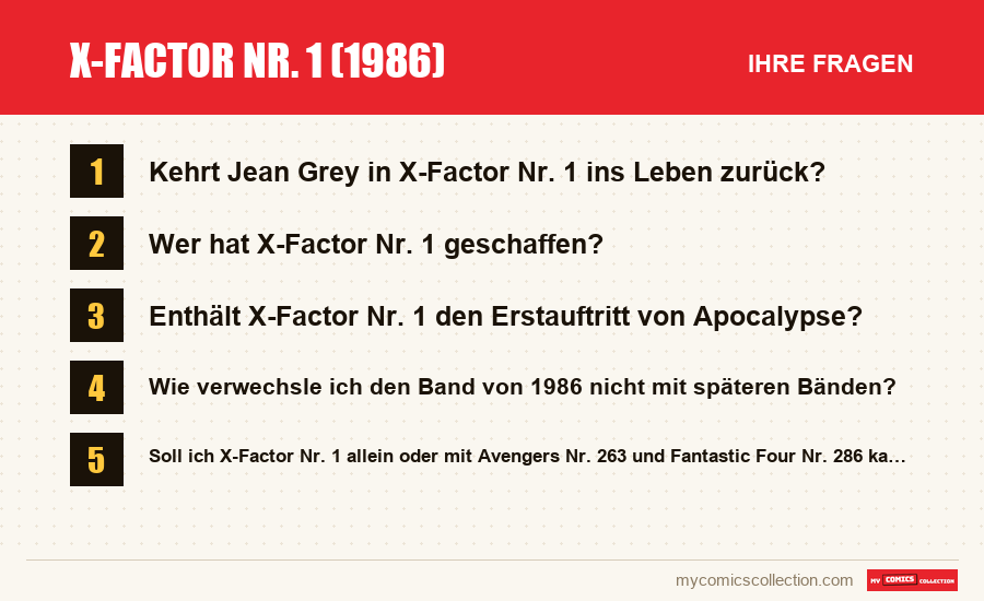 X-Factor Nr. 1 (1986): die häufigen Fragen, die dieser Artikel beantwortet