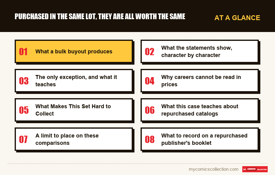 At a glance : Purchased in the same lot, they are all worth the same