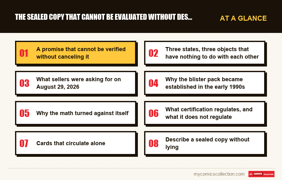 At a glance : The sealed copy that cannot be evaluated without destroying 