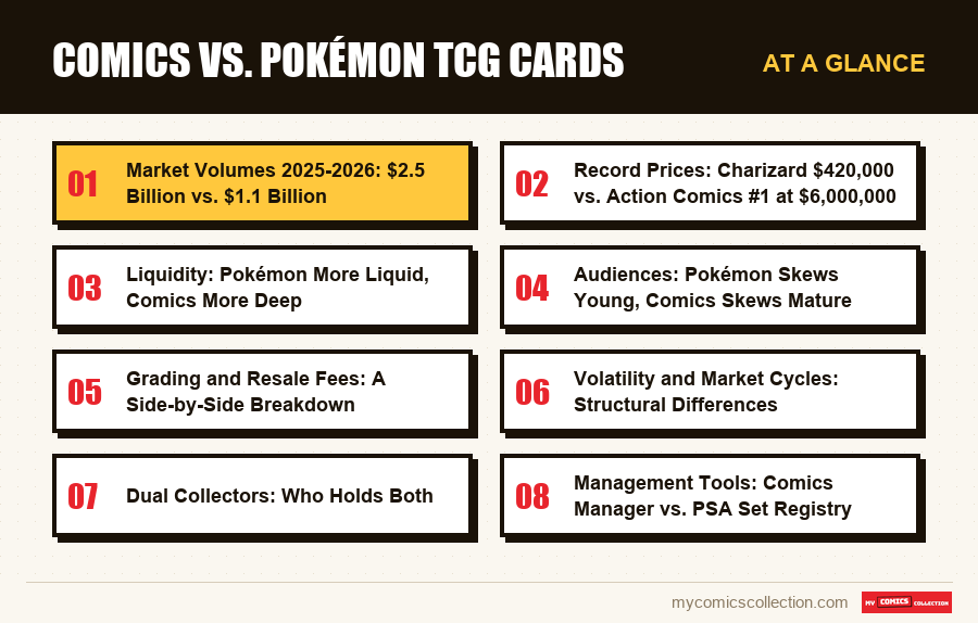 At a glance : Comics vs. Pokémon TCG Cards