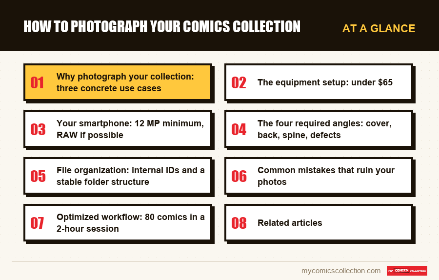 At a glance : How to Photograph Your Comics Collection