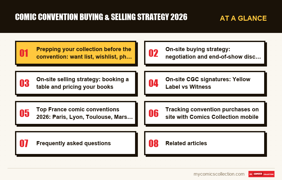 At a glance : Comic Convention Buying & Selling Strategy 2026