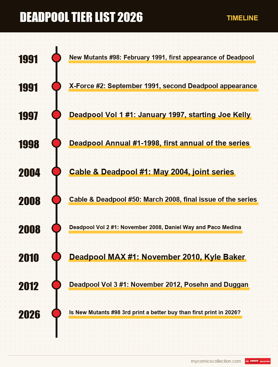 Timeline of Deadpool Tier List 2026 issues and series