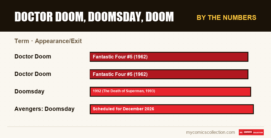 By the numbers : Doctor Doom, Doomsday, Doom, Appearance/Exit