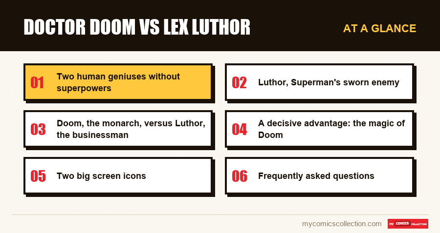 At a glance : Doctor Doom vs Lex Luthor