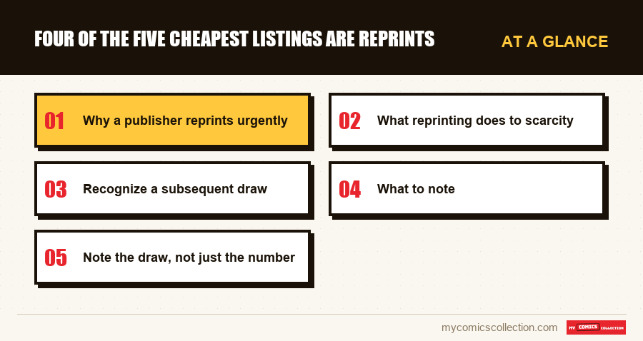 At a glance : Four of the five cheapest listings are reprints