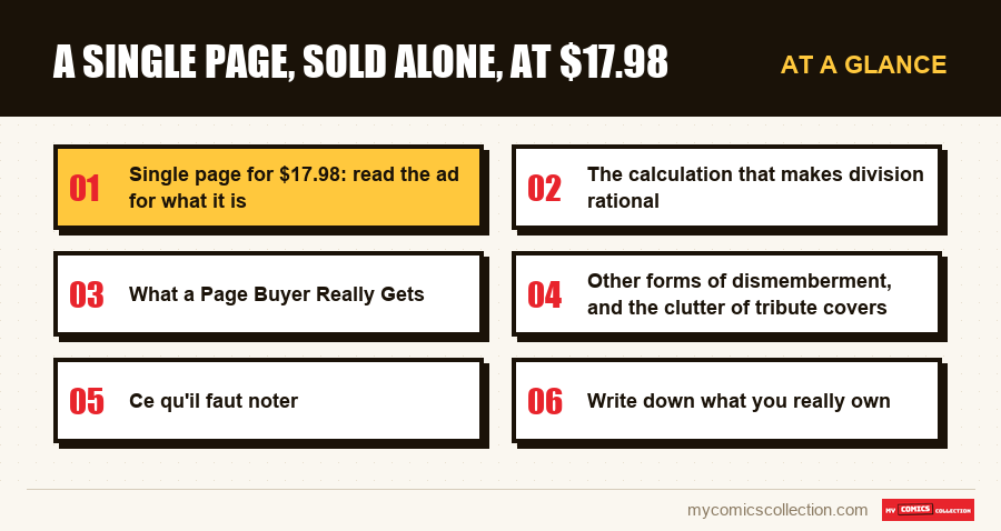 At a glance : A single page, sold alone, at $17.98